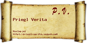 Priegl Verita névjegykártya